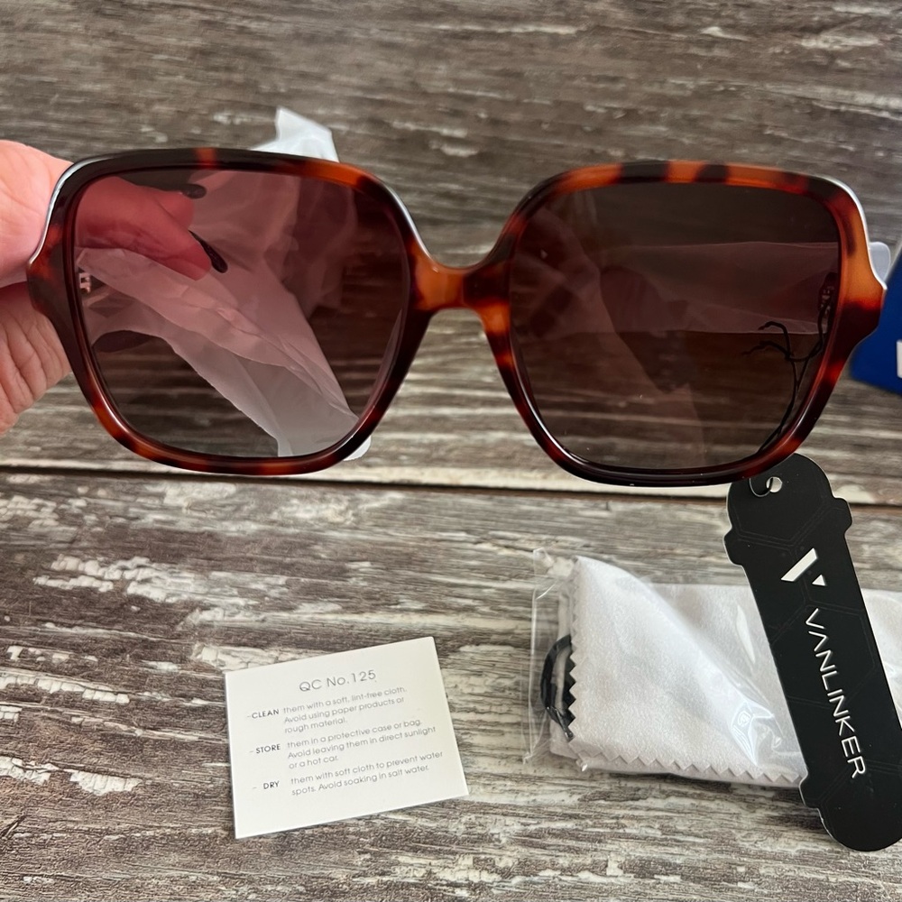Vanlinker Tortoise Shell Geometric Sunglasses Gradient Lenses Retro Aviator New - Picture 14 of 16